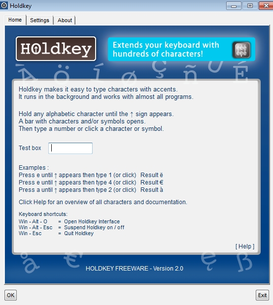 holdkey come scrivere lettere accentate windows